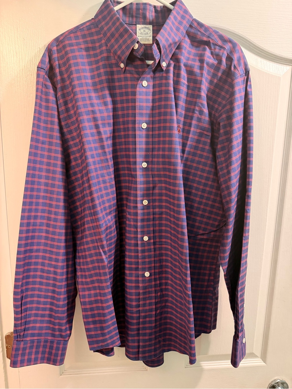 Brooks Brothers Cotton Purple & Pink Plaid Button-Down Shirt